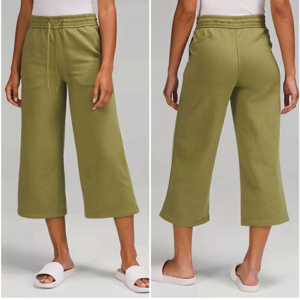 Lululemon Loungefull Pants Womens 14 High Rise Wide Leg Crop Pull-on Elastic